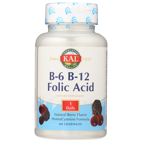 slide 1 of 1, KAL B6 B12 Folic Acid Lozenge Berry, 60 ct