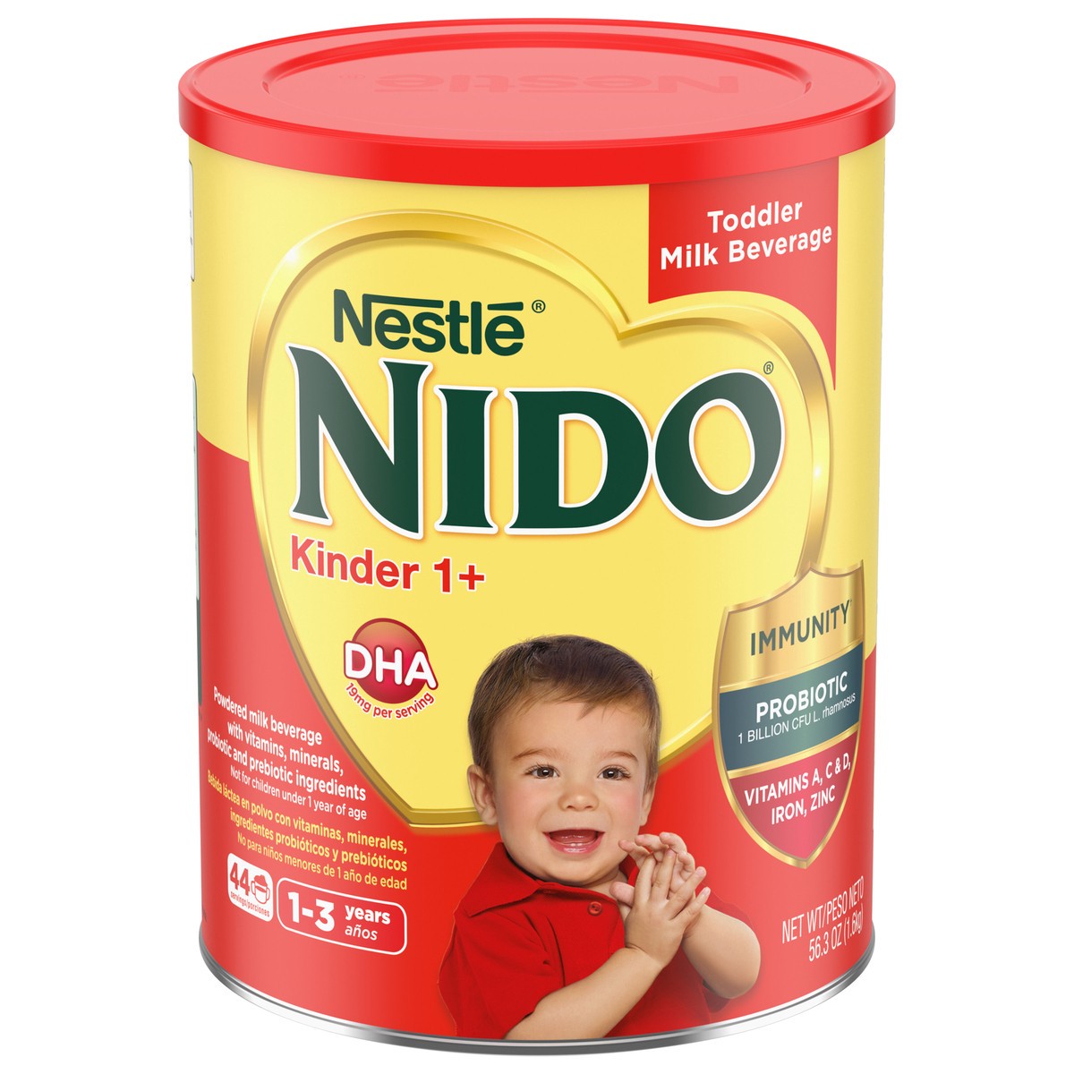 slide 1 of 9, Nido Nestle NIDO Kinder 1+ Toddler Powdered Milk Beverage - Canister - Shelf Stable Toddler Drink 56.3 oz., 56.3 oz