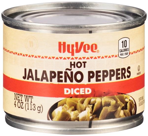 slide 1 of 1, Hy-Vee Hot Diced Jalapeno Peppers, 4 oz