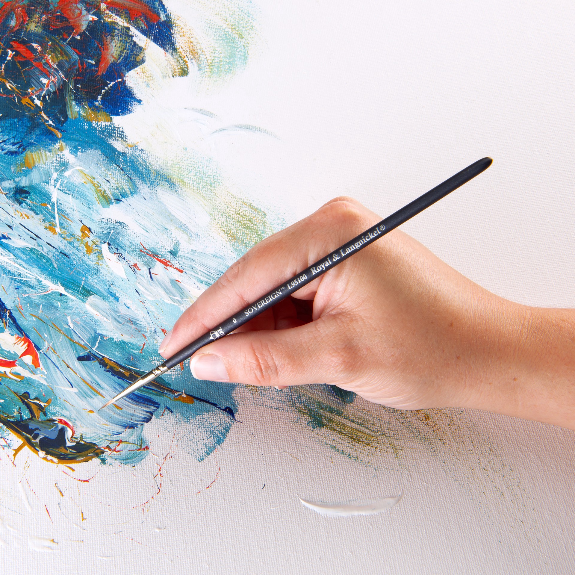 slide 2 of 3, Royal & Langnickel Sovereign Synthetic Long Handle Round Brush, 1 ct