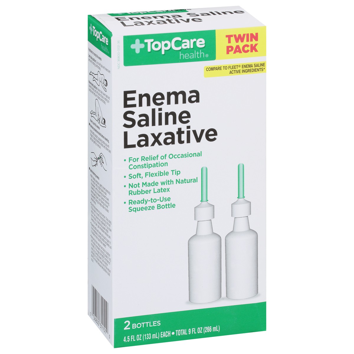 slide 2 of 9, TopCare Health Enema Saline Laxative Twin Pack 2 - 4.5 fl oz Bottles, 2 ct