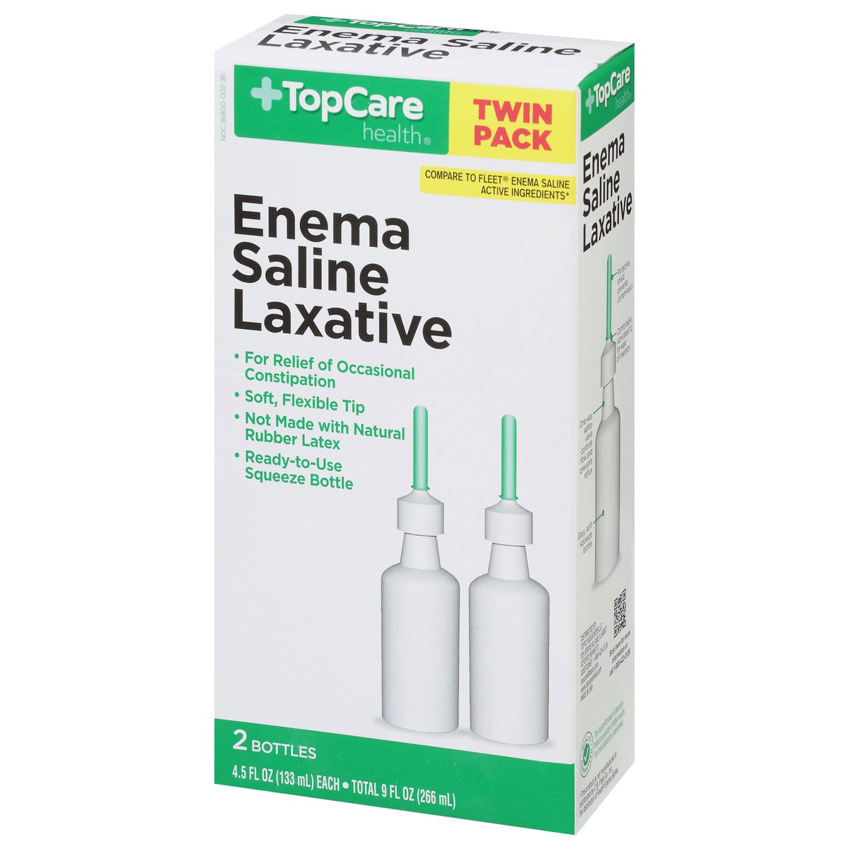 slide 3 of 9, TopCare Health Enema Saline Laxative Twin Pack 2 - 4.5 fl oz Bottles, 2 ct