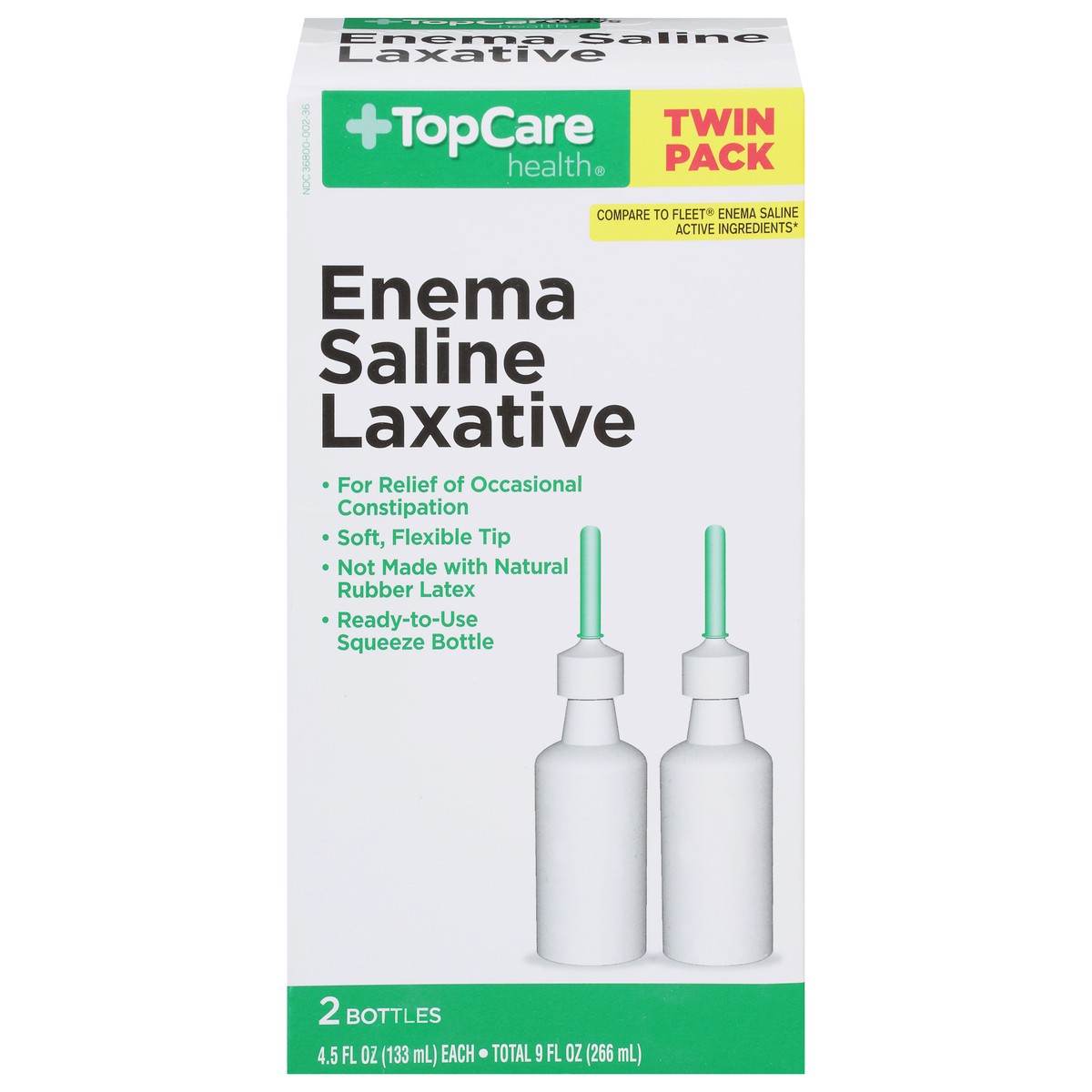 slide 1 of 9, TopCare Health Enema Saline Laxative Twin Pack 2 - 4.5 fl oz Bottles, 2 ct