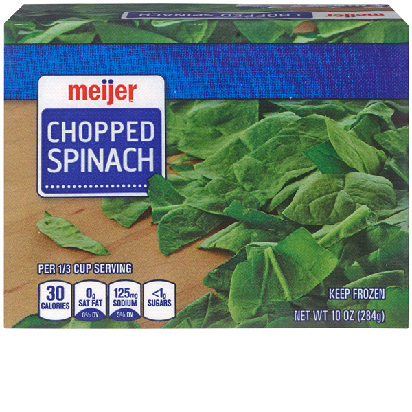 slide 1 of 1, Meijer Frozen Chopped Spinach, 10 oz