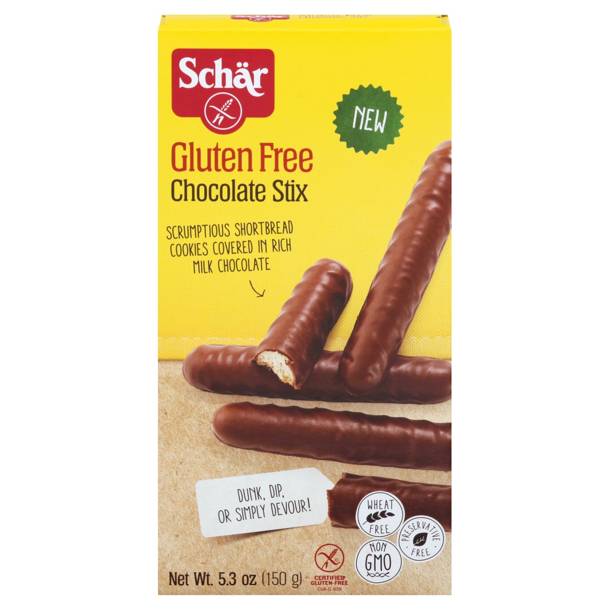 slide 1 of 1, Schär Gluten Free Chocolate Stix, 5.3 oz