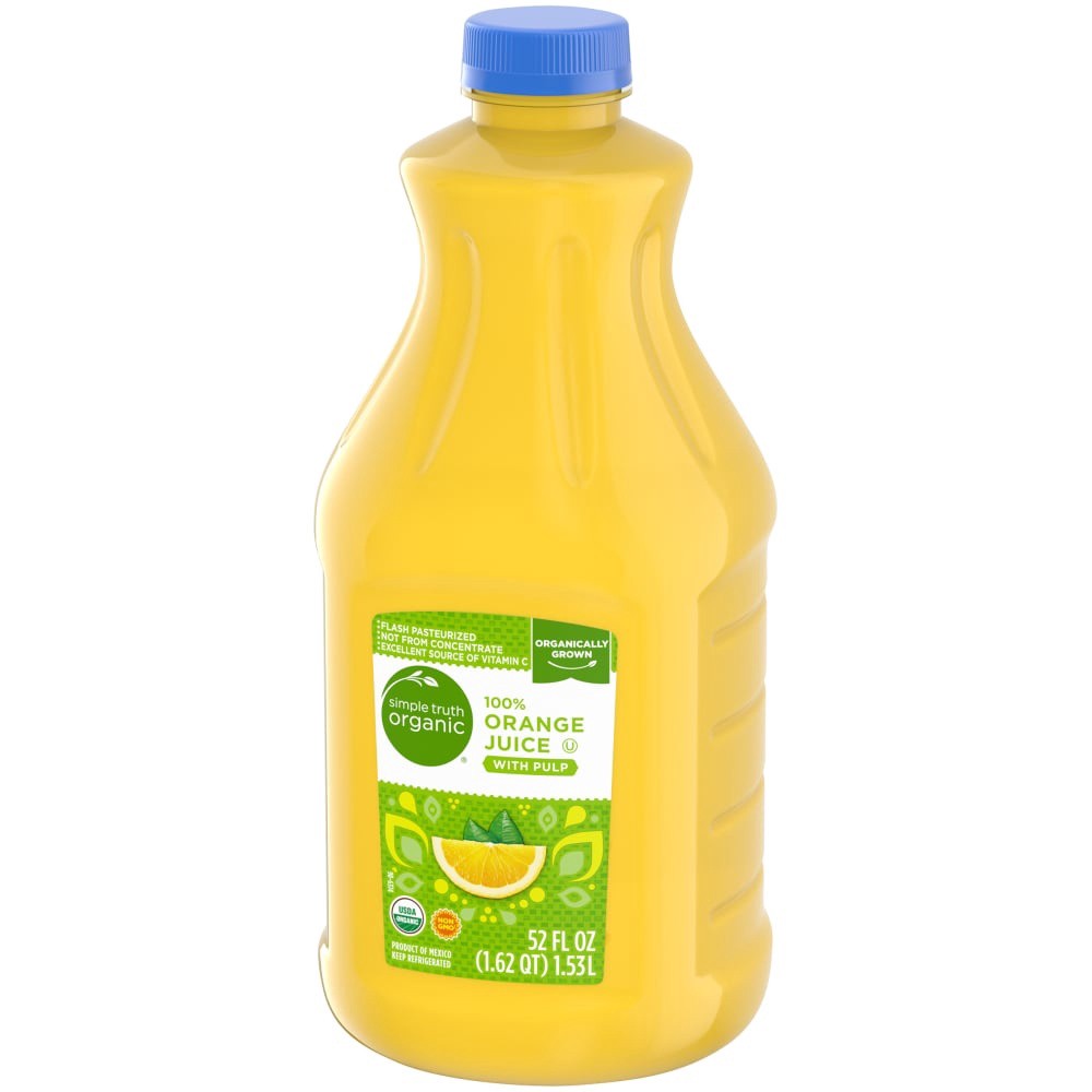 slide 3 of 6, Simple Truth Organic 100 Orange Juice With Pulp - 52 fl oz, 52 fl oz