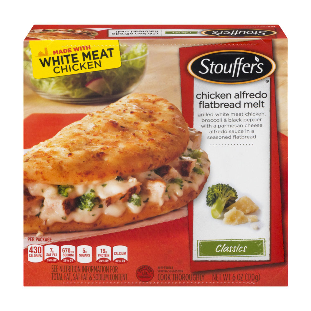 slide 1 of 4, Stouffer's Classics Flatbread Melt Chicken Alfredo, 6 oz