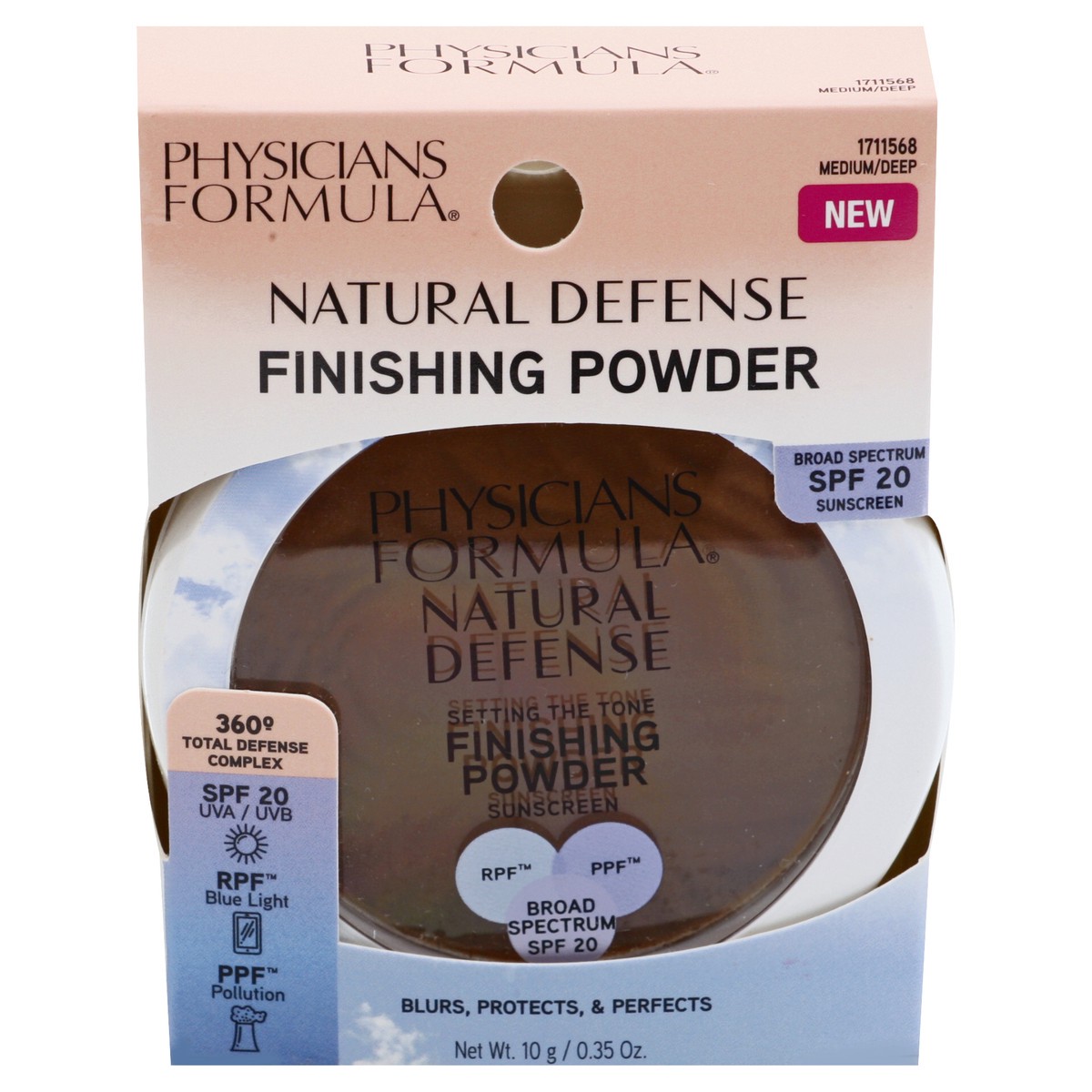 slide 1 of 11, Physicians Formula Natural Defense SPF 20 Medium/Deep 1711568 Finishing Powder 10 oz, 0.35 oz