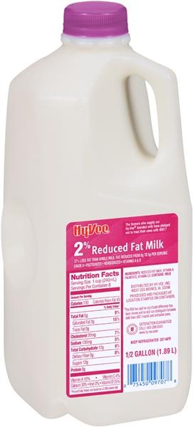 slide 1 of 1, Hy-Vee 2% Reduced Fat Milk, 64 fl oz