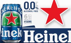 Heineken 0.0 Non-Alcoholic Beer, 6 Pack, 11.2 fl oz Cans