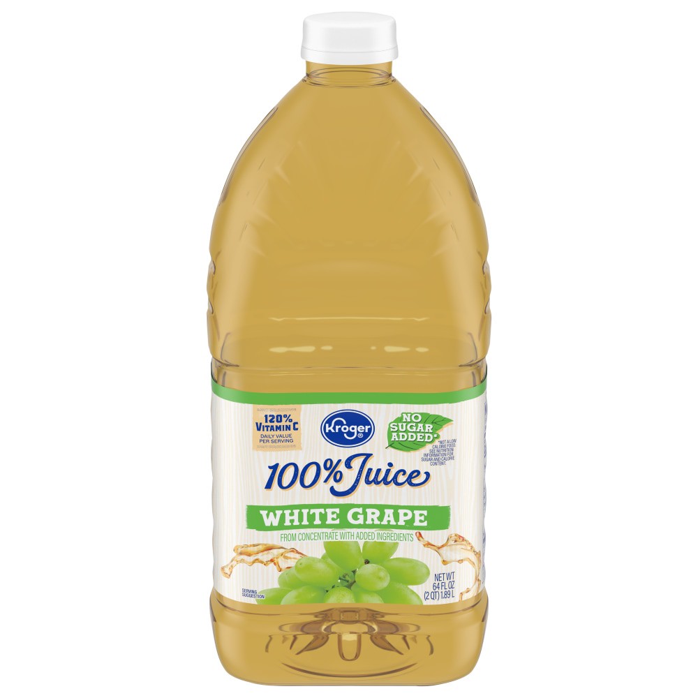 slide 1 of 2, Kroger 100 White Grape Juice From Concentrate No Sugar Added Bottle - 64 fl oz, 64 fl oz