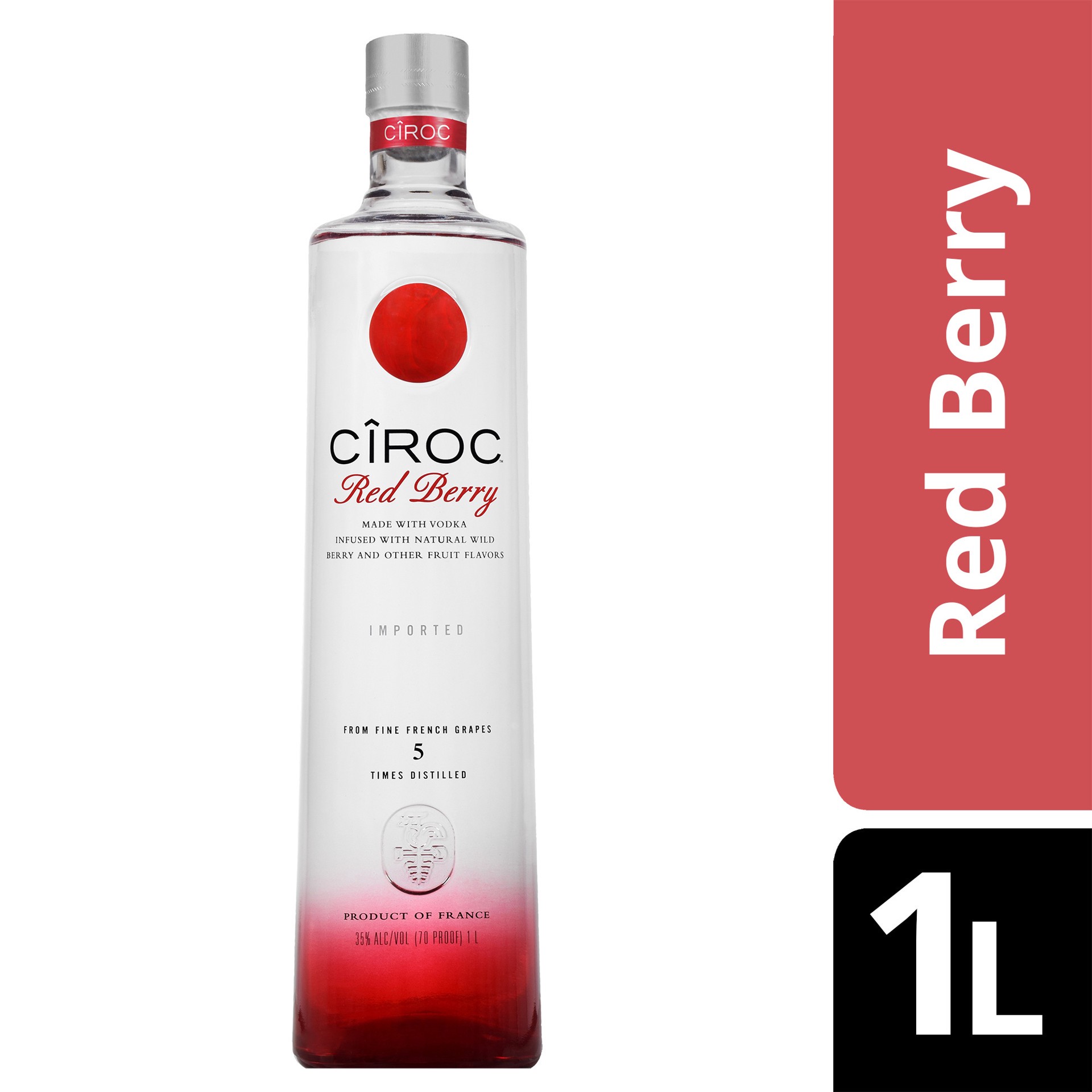 slide 2 of 4, CIROC Red Berry (Made with Vodka Infused with Natural Flavors), 1 L, 1 liter