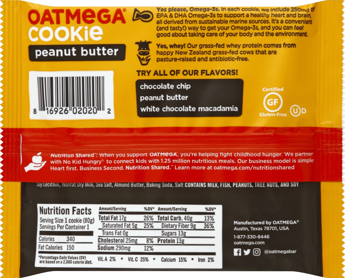 slide 6 of 6, Oatmega Perfect Cookie Peanut Butter, 2.8 oz