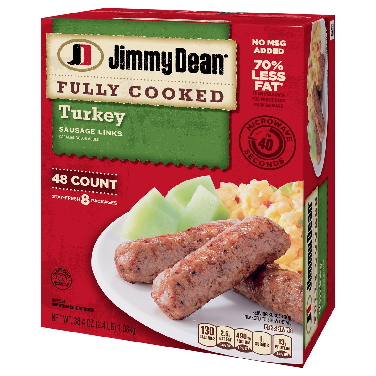 slide 10 of 11, Jimmy Dean Fully Cooked Breakfast Turkey Sausage Links, 48 Count, 1.09 kg