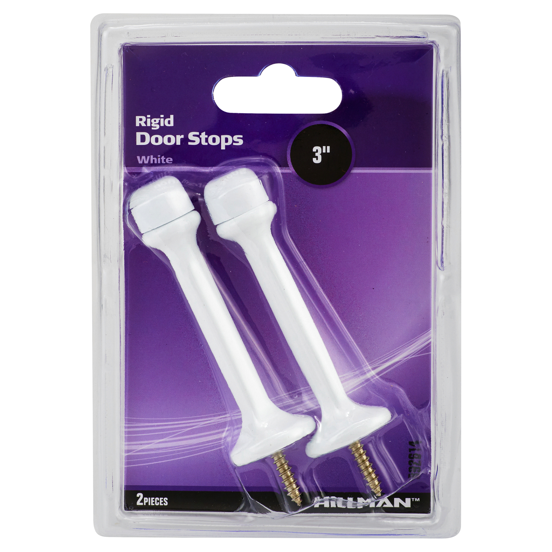 slide 1 of 1, Hillman Rigid Door Stop White, 3 ct