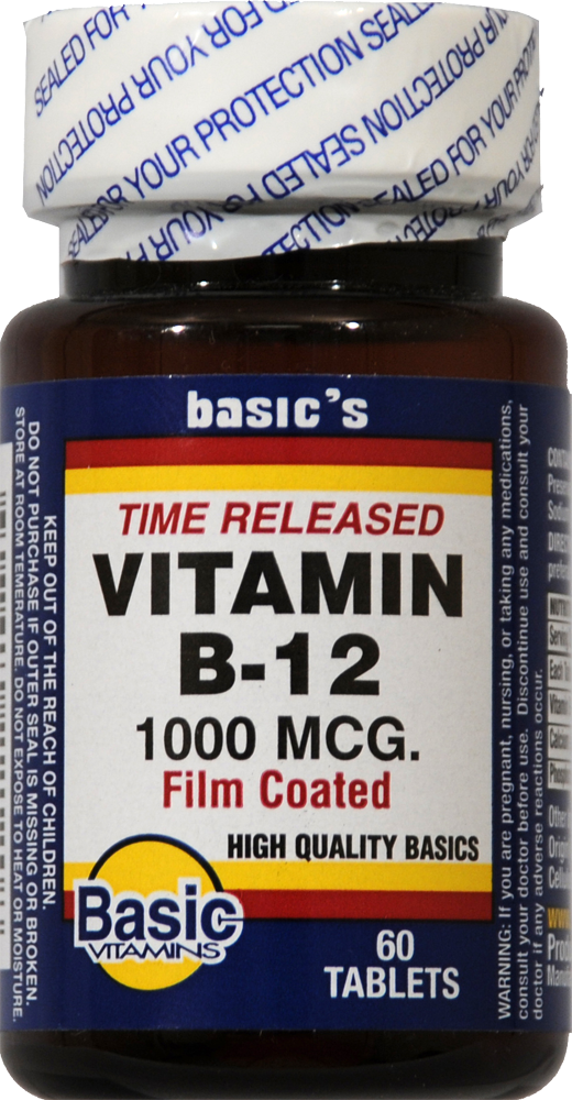 slide 1 of 1, Basic Time Release Vitamin B12 Tablets 1000 Mcg, 30 ct