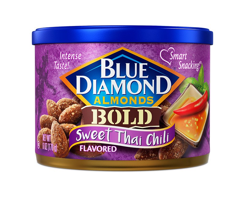 slide 1 of 2, Blue Diamond, BOLD Almond Sweet Thai Chili Almonds, 6oz Can, 6 oz