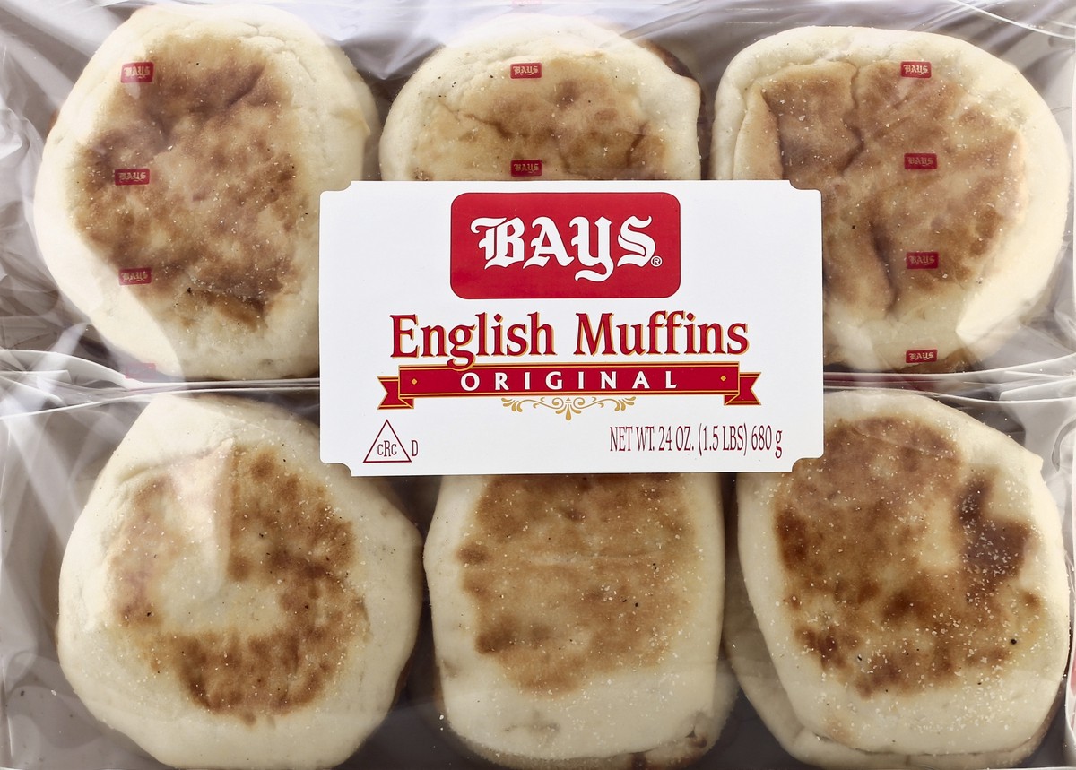 slide 2 of 4, Bays Plain English Muffins 12 Count, 24 oz