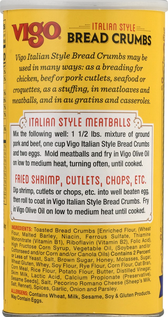 slide 10 of 10, Vigo Seasoned Italian Style Bread Crumbs 8 oz, 8 oz