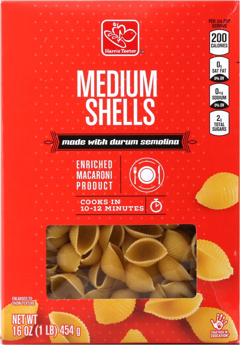 slide 3 of 10, Harris Teeter Shells - Medium, 16 oz