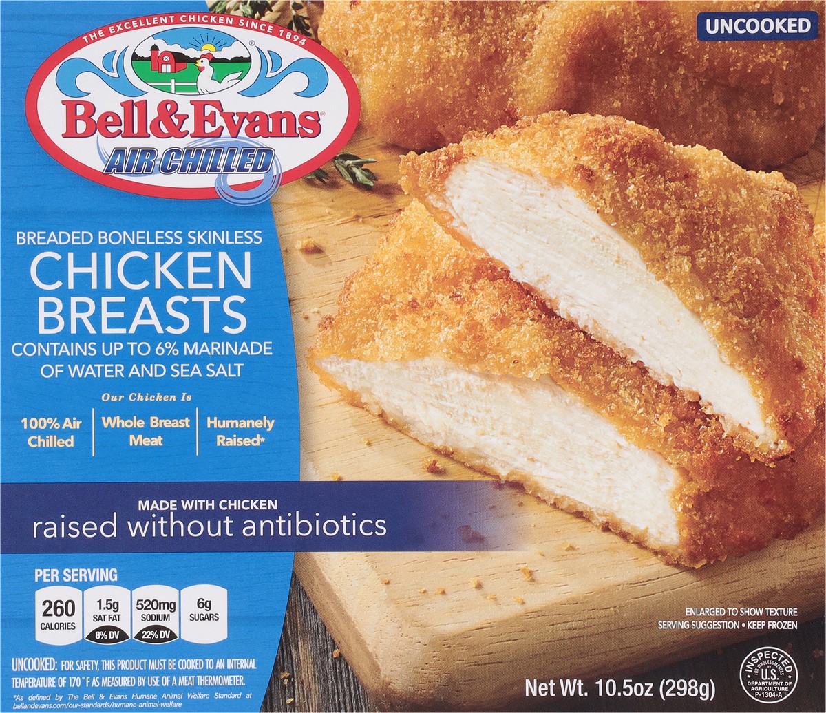 slide 8 of 14, Bell & Evans Breaded Boneless Skinless Uncooked Chicken Breasts 10.5 oz, 10.5 oz