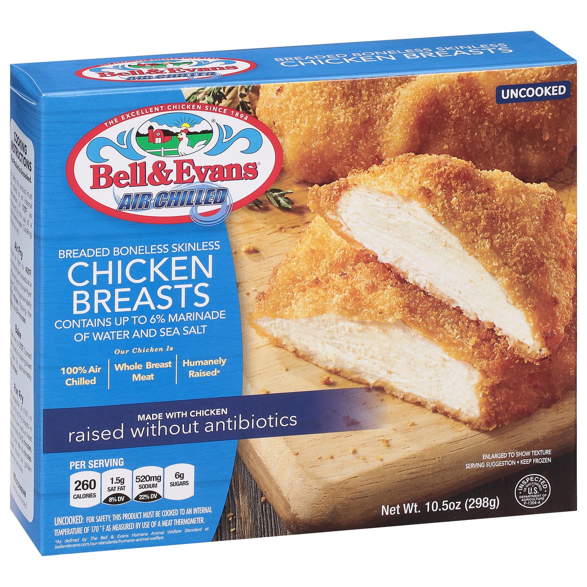 slide 9 of 14, Bell & Evans Breaded Boneless Skinless Uncooked Chicken Breasts 10.5 oz, 10.5 oz