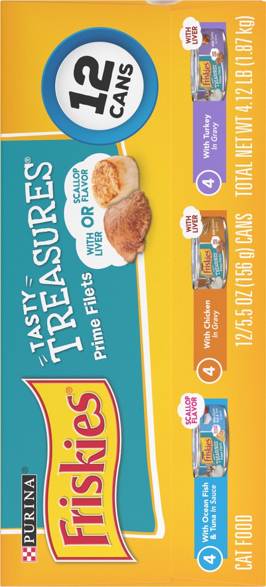 slide 11 of 15, Purina Friskies Tasty Treasures Prime Filets Ocean Fish, Chicken & Turkey Wet Cat Food - 5.5oz/12ct Variety Pack, 12 ct; 5.5 fl oz