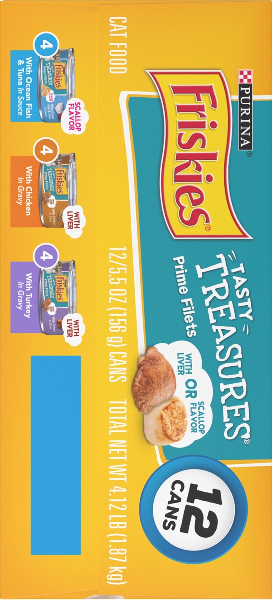 slide 3 of 15, Purina Friskies Tasty Treasures Prime Filets Ocean Fish, Chicken & Turkey Wet Cat Food - 5.5oz/12ct Variety Pack, 12 ct; 5.5 fl oz