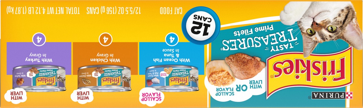 slide 2 of 15, Purina Friskies Tasty Treasures Prime Filets Ocean Fish, Chicken & Turkey Wet Cat Food - 5.5oz/12ct Variety Pack, 12 ct; 5.5 fl oz