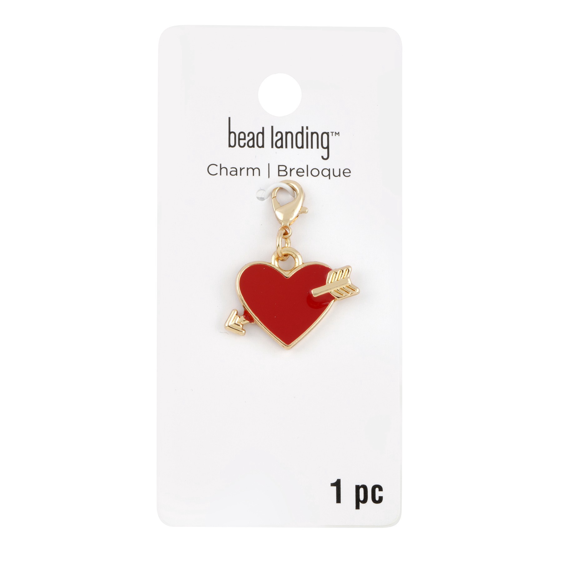 slide 3 of 3, Red Heart With Arrow Charm By Bead Landing, 16 mm charm diameter