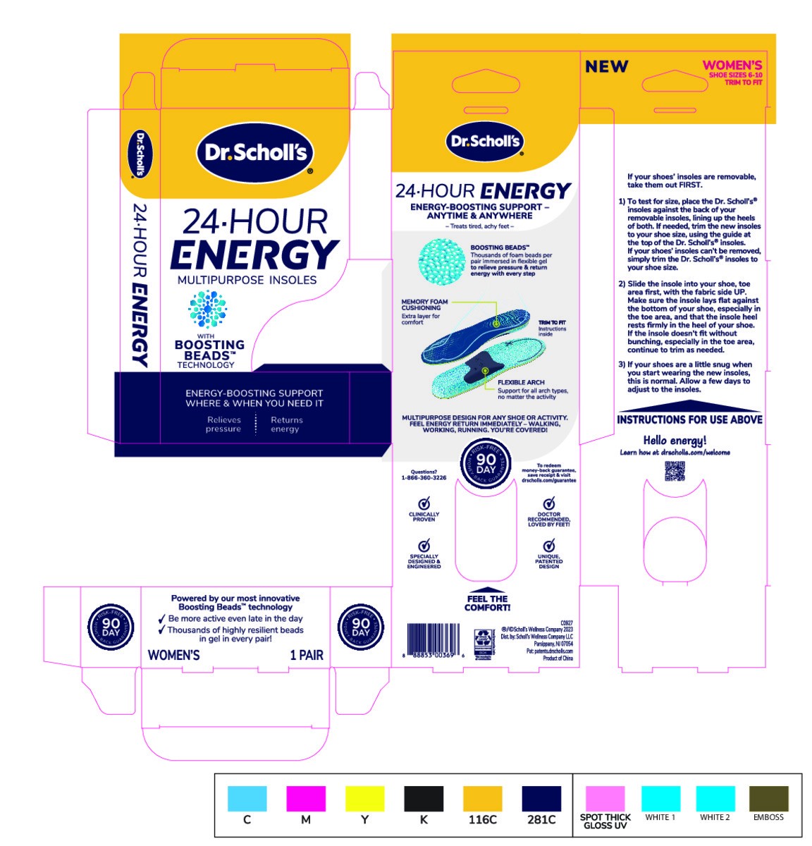 slide 5 of 6, Dr. Scholl's 24-Hour Energy Multipurpose Insoles, Returns Energy with every step, Relieves Foot Pressure & Tired Achy Feet, Memory Foam & Gel Insert, Women's Shoe Size 6-10, 1 Pair, 1 ct