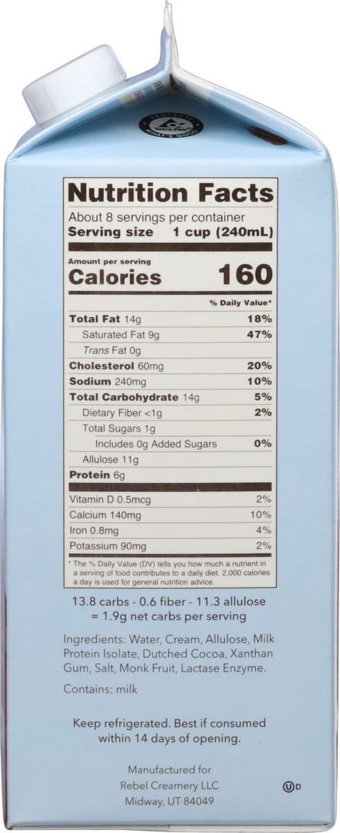 slide 8 of 9, Rebel Milk, Cream, Chocolate, 59 fl oz