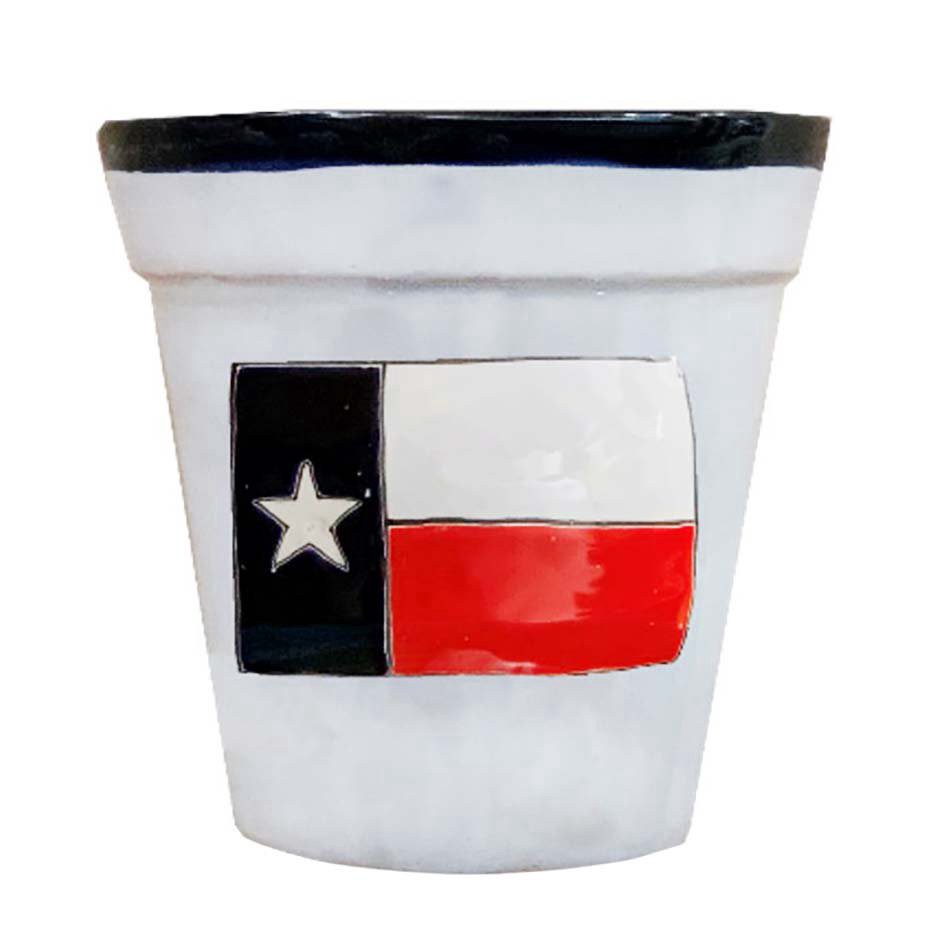 slide 1 of 1, Blue Orange Pottery Texas Flag Ceramic Cup Planter, MED