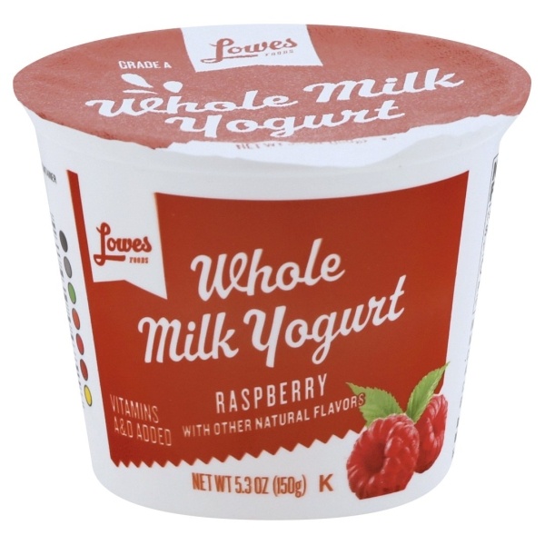 slide 1 of 1, Lowes Foods Whole Milk Raspberry Yogurt, 5.3 oz