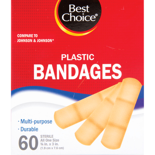 slide 1 of 1, Best Choice Plastic Bandages 3/4 Inch, 60 ct