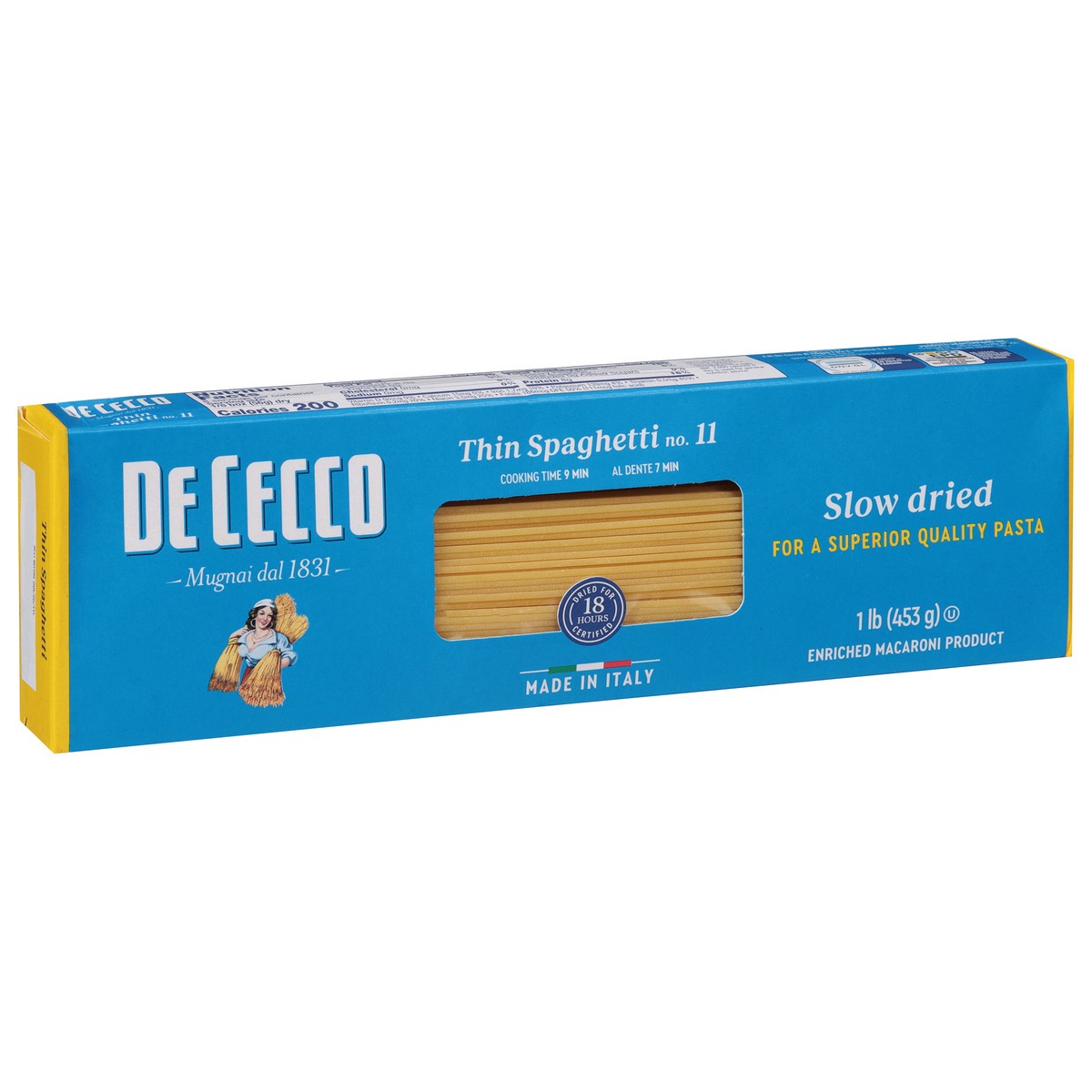 slide 8 of 9, De Cecco No.11 Slow Dried Thin Spaghetti 1 lb, 16 oz