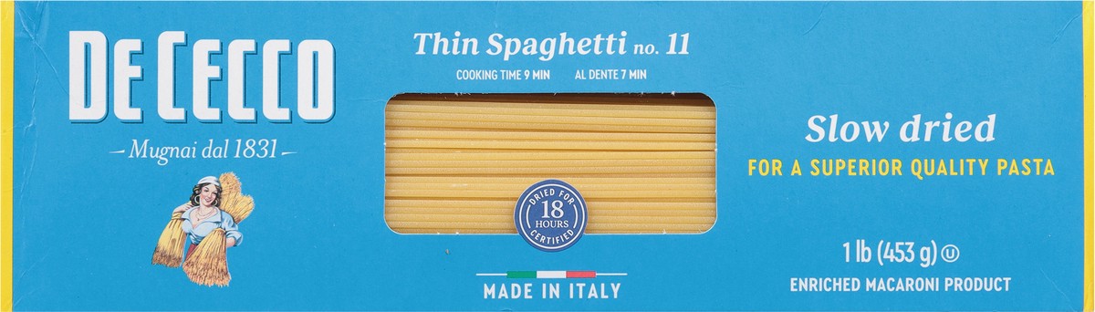 slide 6 of 9, De Cecco No.11 Slow Dried Thin Spaghetti 1 lb, 16 oz