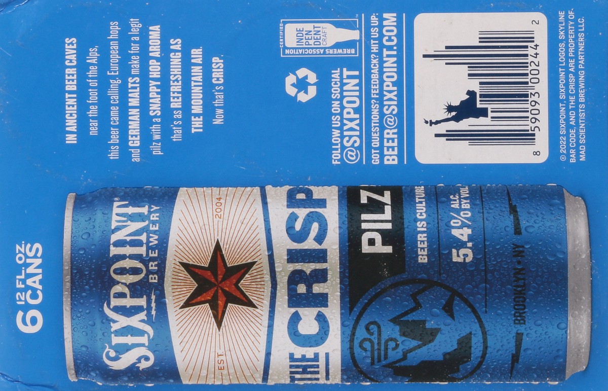 slide 6 of 11, Sixpoint Brewery The Crisp Pilz Beer 6 - 12 fl oz Cans, 6 ct; 12 fl oz