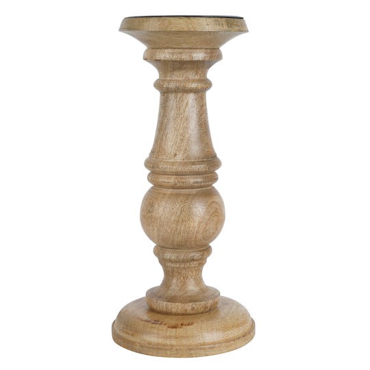 slide 1 of 3, Wood Carved Pillar Candle Holder By Ashland, 10 in x 4.5 in