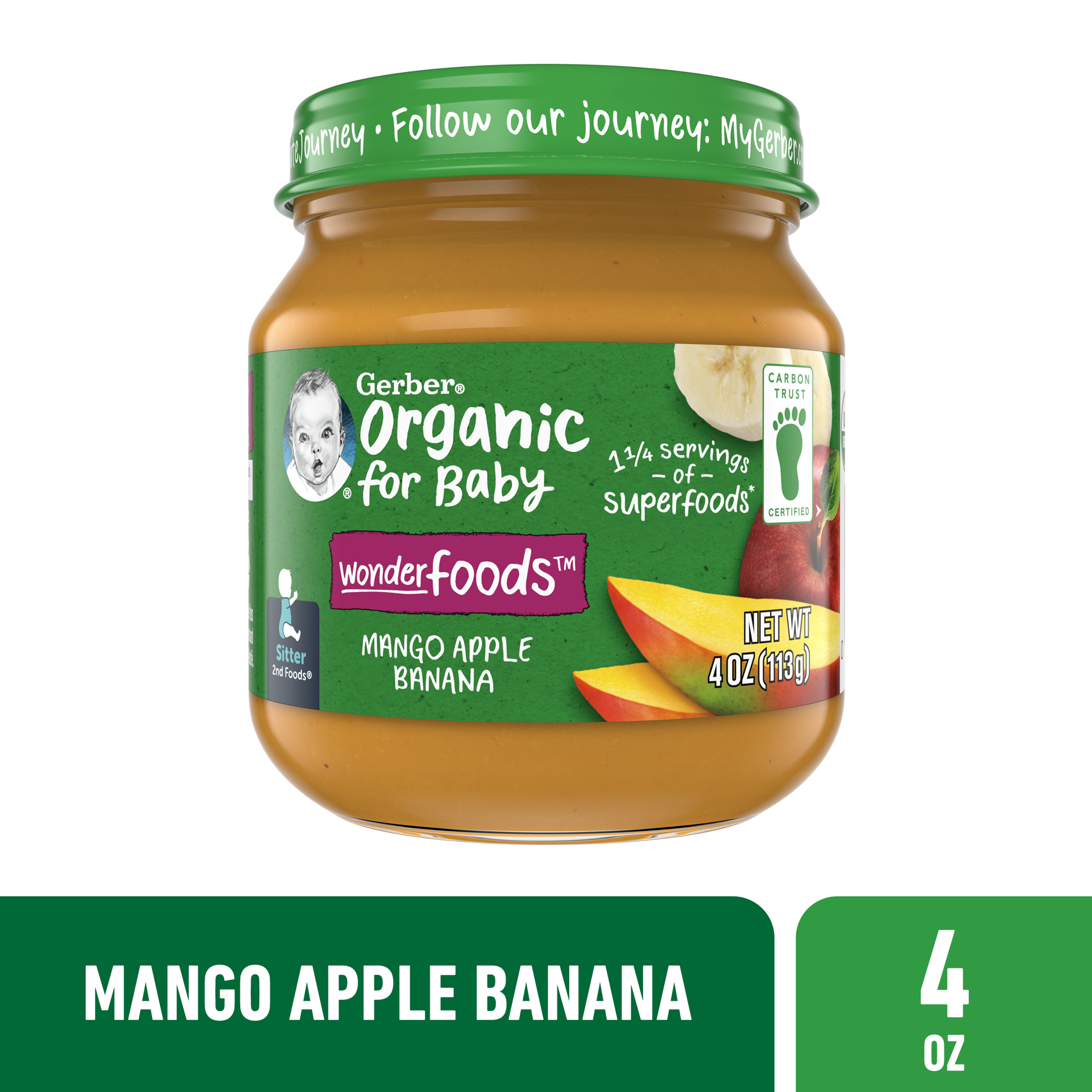 slide 1 of 9, Gerber 2nd Foods Organic Mango Apple Banana Baby Food, 4 oz Jars, 10 Count, 4 oz