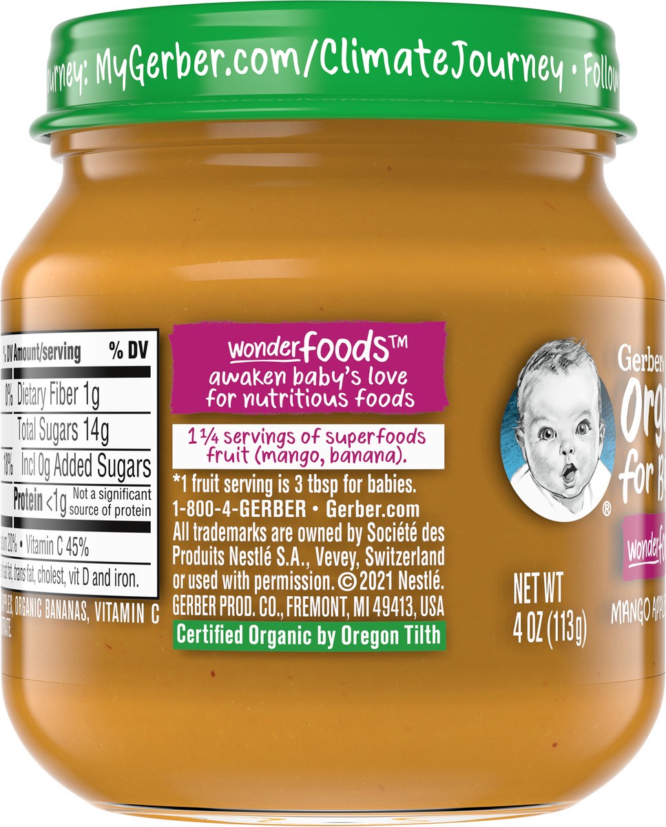 slide 4 of 9, Gerber 2nd Foods Organic Mango Apple Banana Baby Food, 4 oz Jars, 10 Count, 4 oz