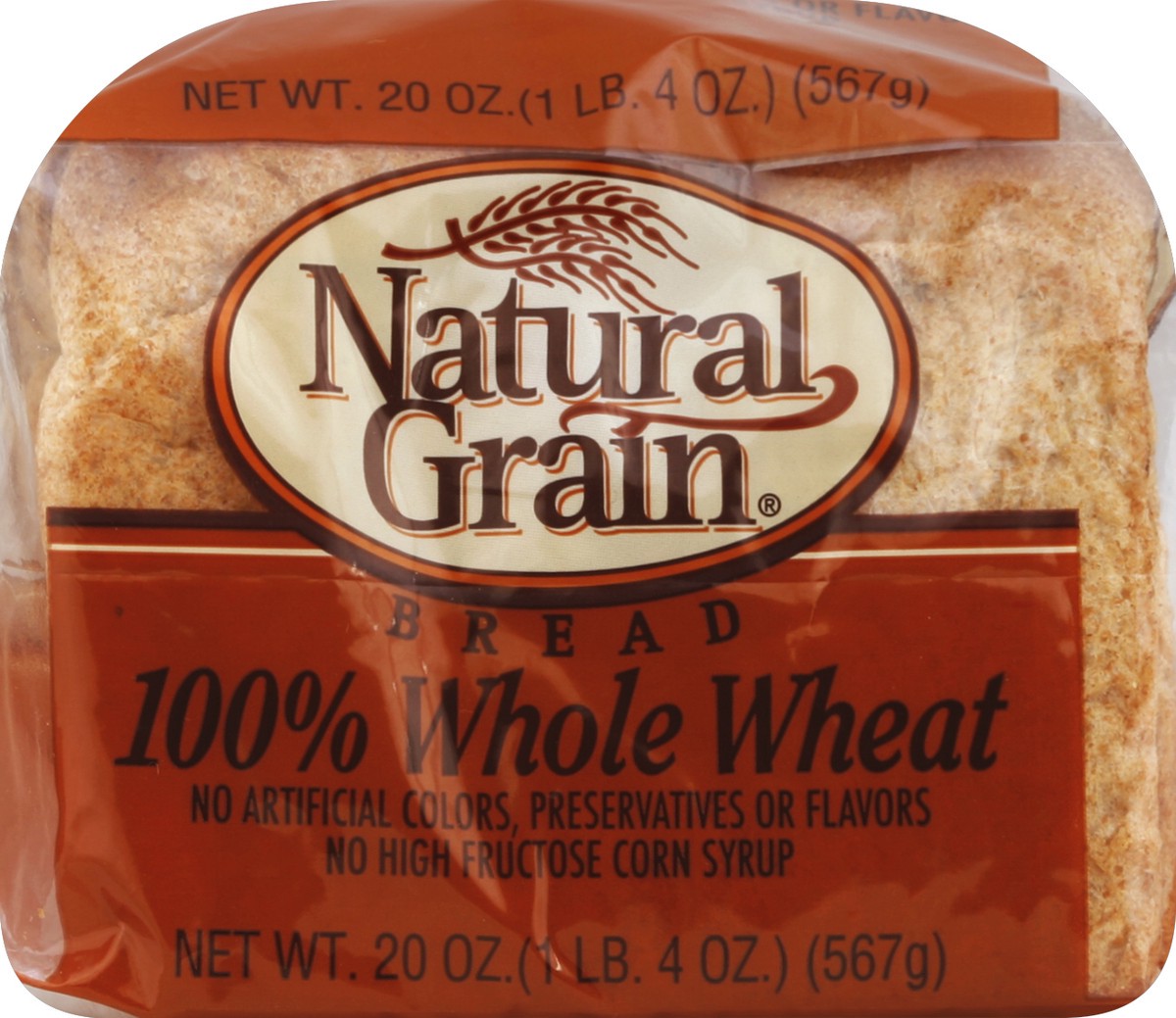 slide 5 of 6, Natural Grain 100% Whole Wheat Bread 20 oz, 20 oz