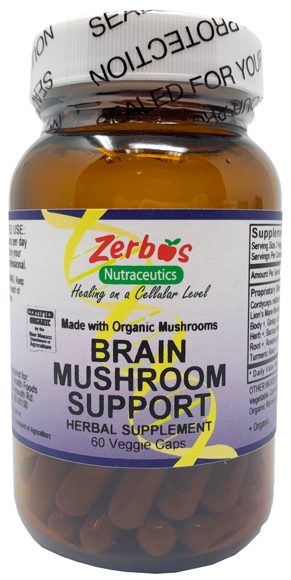 slide 1 of 1, PCC Organic Brain Support Mushrooms (Veggie Caps), 60 ct