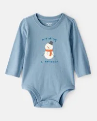 Carter's Baby Boy Snowman Long-Sleeve Graphic Bodysuit - Blue Blue 12M