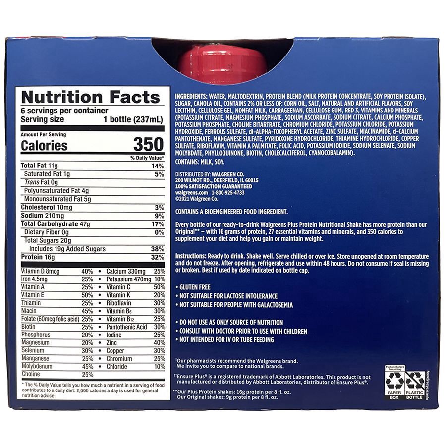 slide 3 of 5, Walgreens Nutritional Shake PLUS, 6 ct; 8 oz