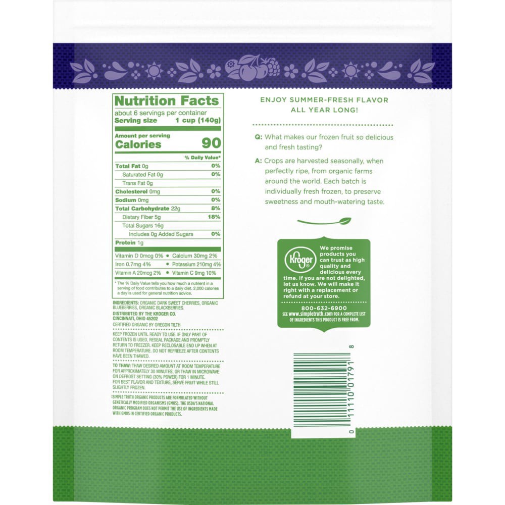 slide 3 of 4, Simple Truth Organic Cherry Berry Blend Frozen Fruit, 32 oz