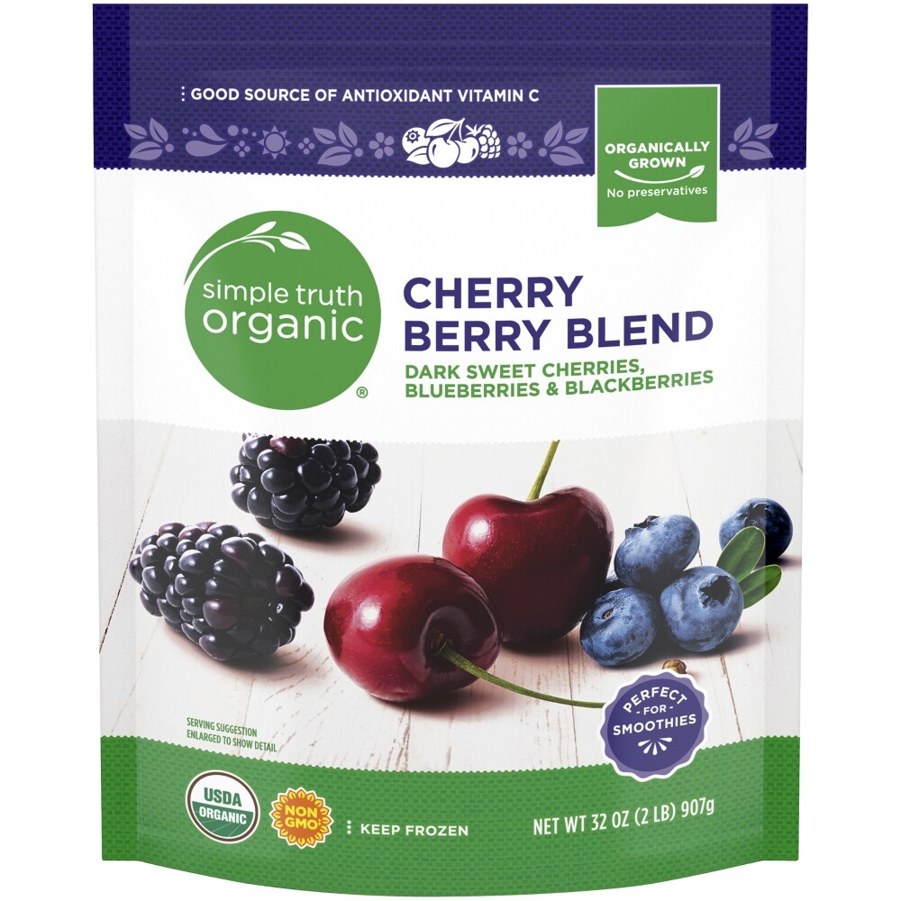 slide 1 of 1, Simple Truth Organic Cherry Berry Blend Frozen Fruit, 32 oz