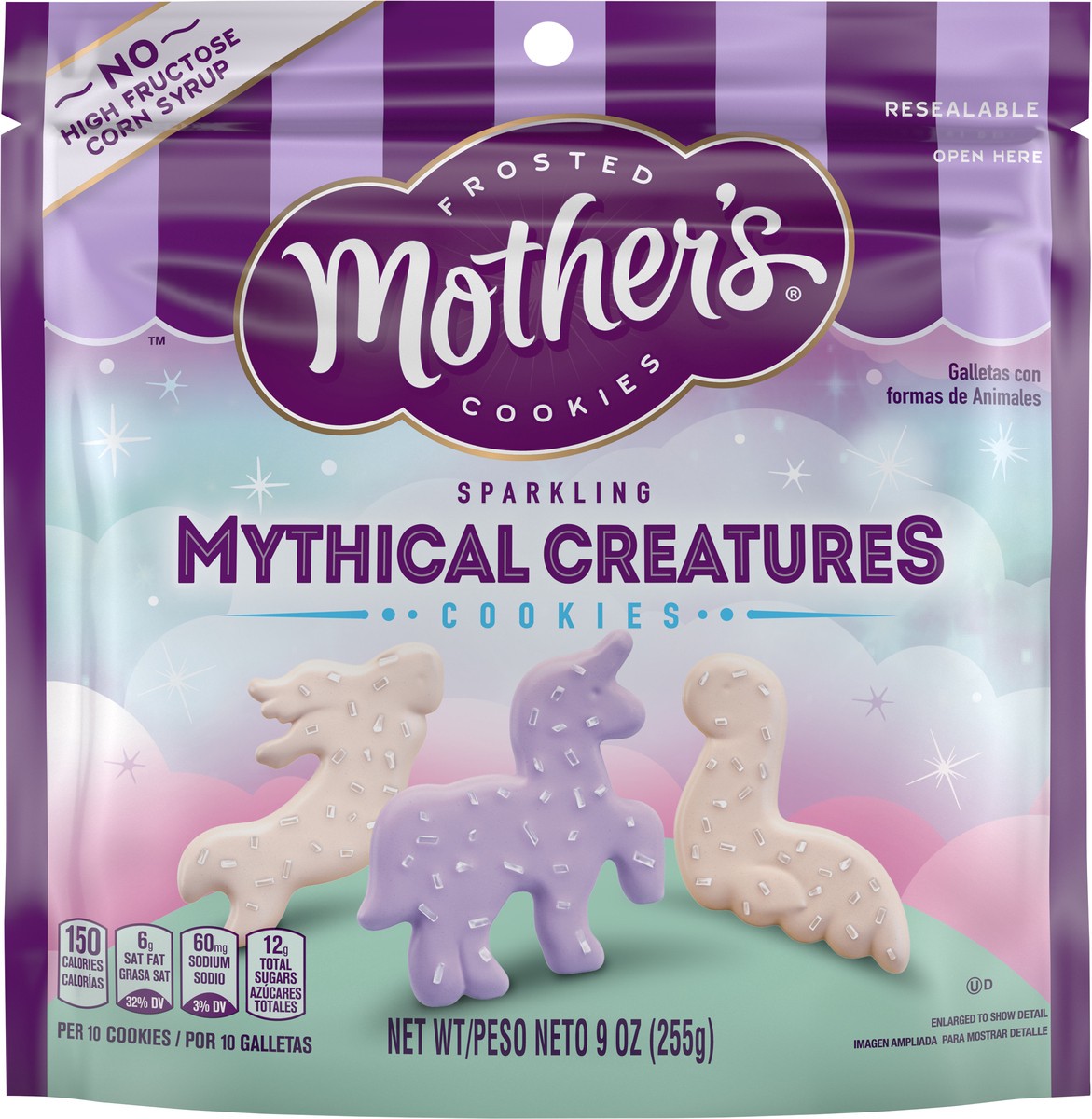 slide 13 of 14, Mothers Mother''s Sparkling Mythical Creatures, Frosted Cookies, Resealable Bag, 9oz, 9 oz