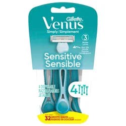 Gillette Venus Simply 3 Sensitive Disposable Razors, 4 Count