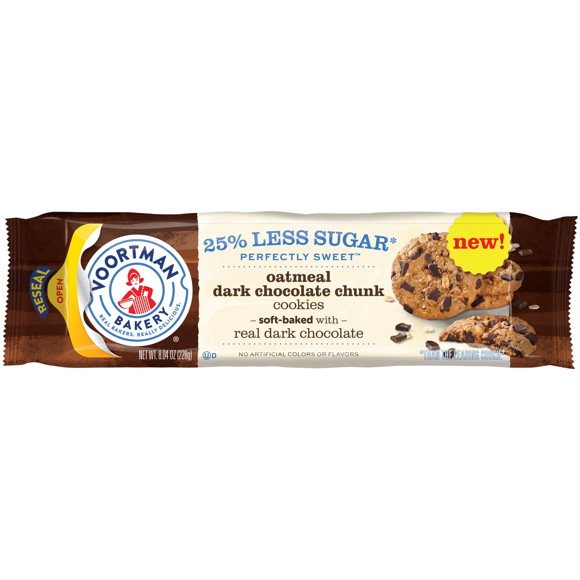 slide 1 of 5, VOORTMAN Bakery Perfectly Sweet Oatmeal Chocolate Chunk Cookies, 8.04 oz, 8.04 oz